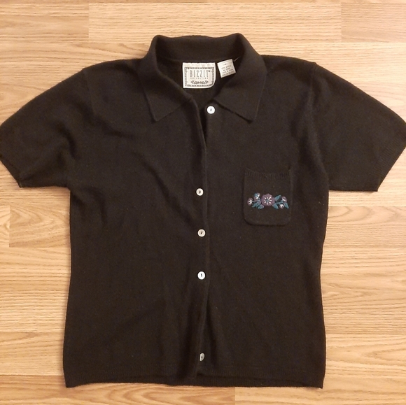 Vintage Bizzit Black Short Sleeve Sweater - Picture 1 of 3